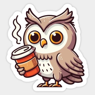 Owl with coffee Sticker